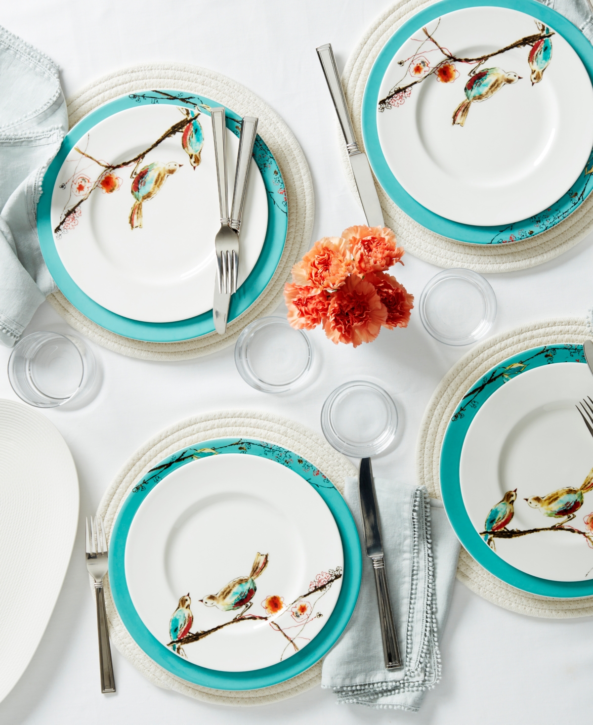 Lenox Chirp Salad Plates, Set Of 4 In White