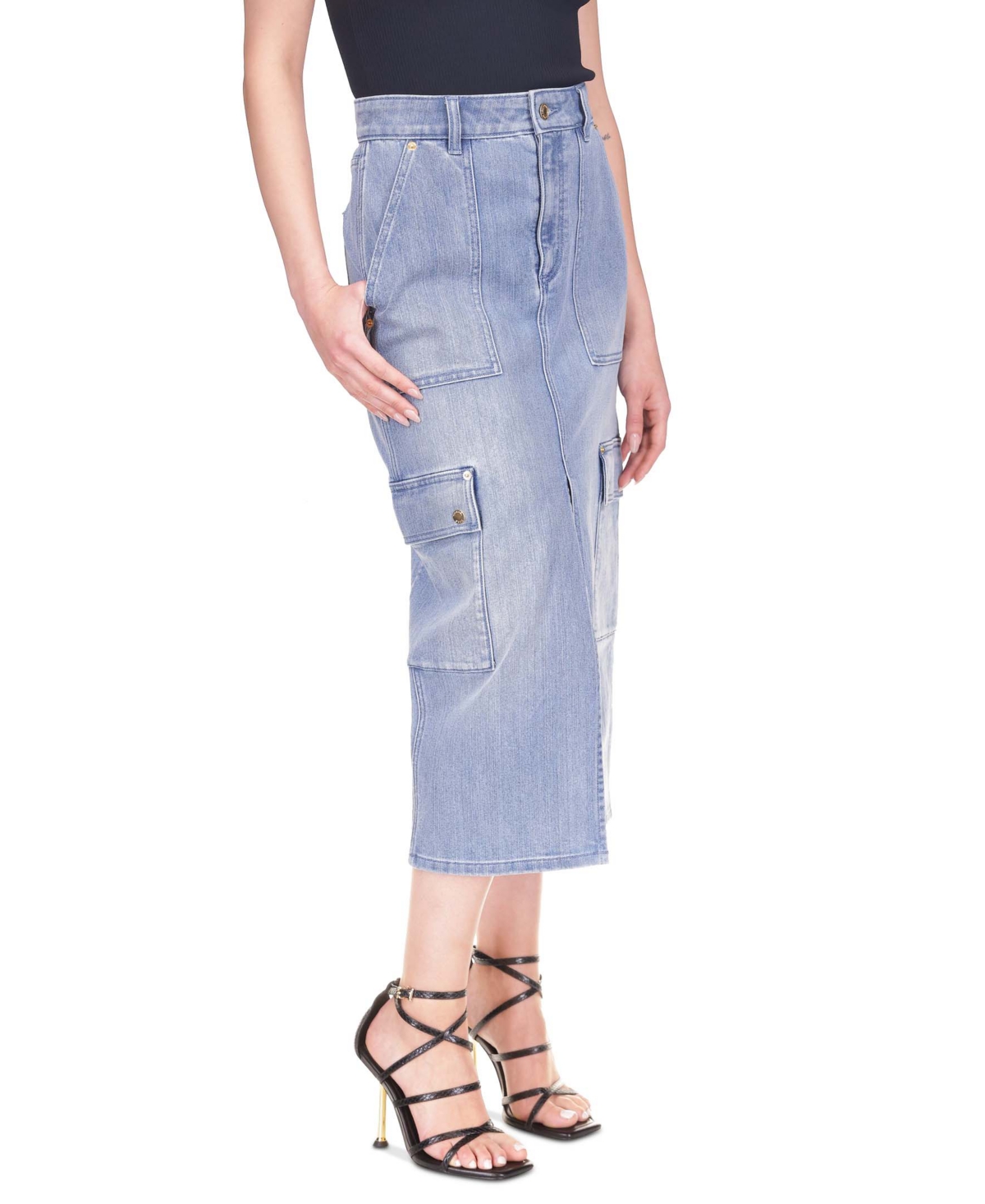 Michael Michael Kors Women's Cargo Denim Midi Skirt