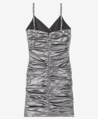 Big Girls Metallic Ruched Mini Dress