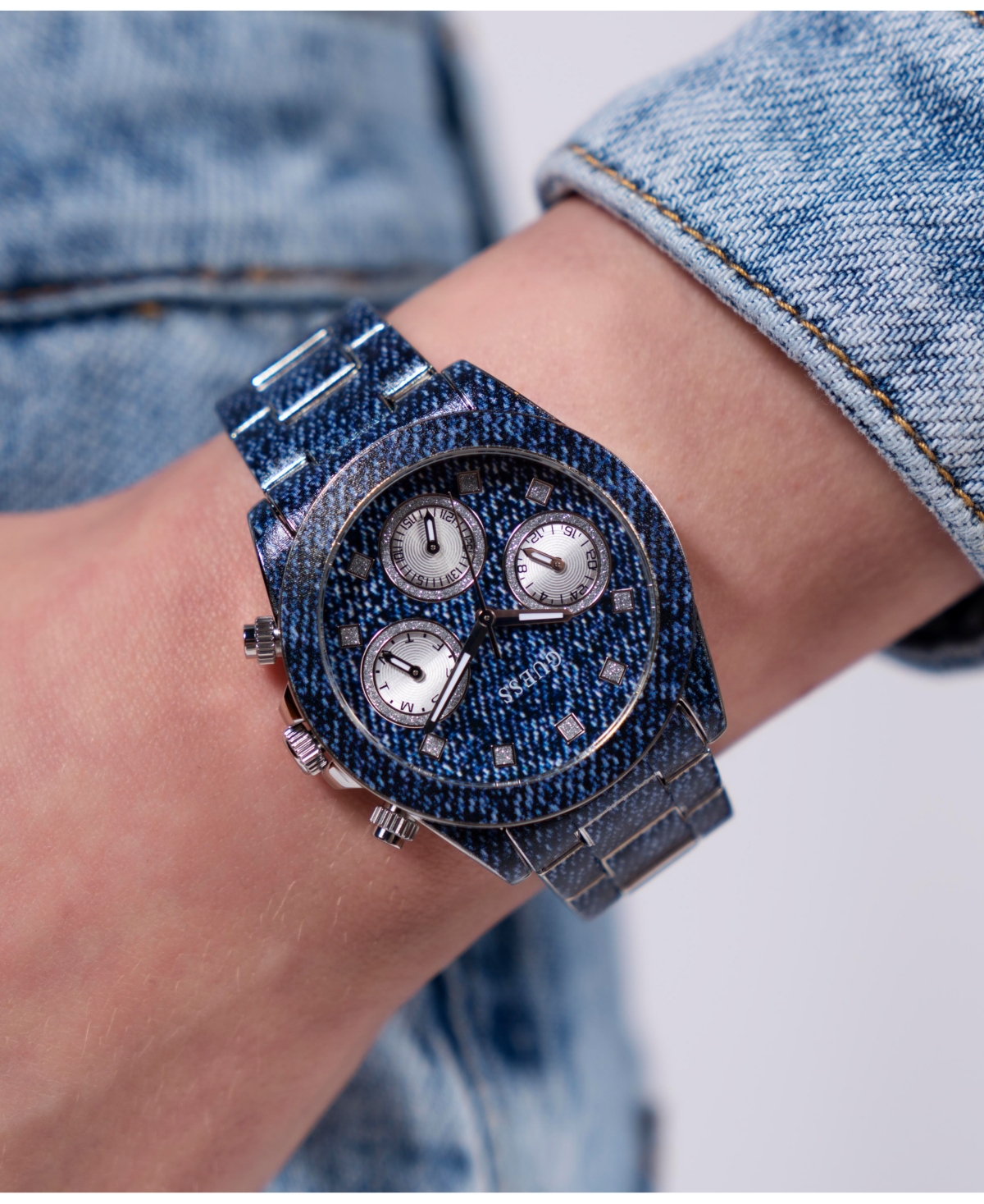 Guess Women's Multi-function Blue Steel Watch 38mm In Blue