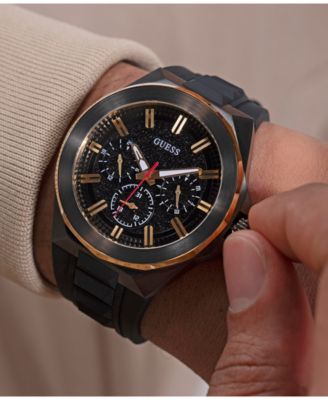 Men's Multi-Function Black Silicone Watch 46mm