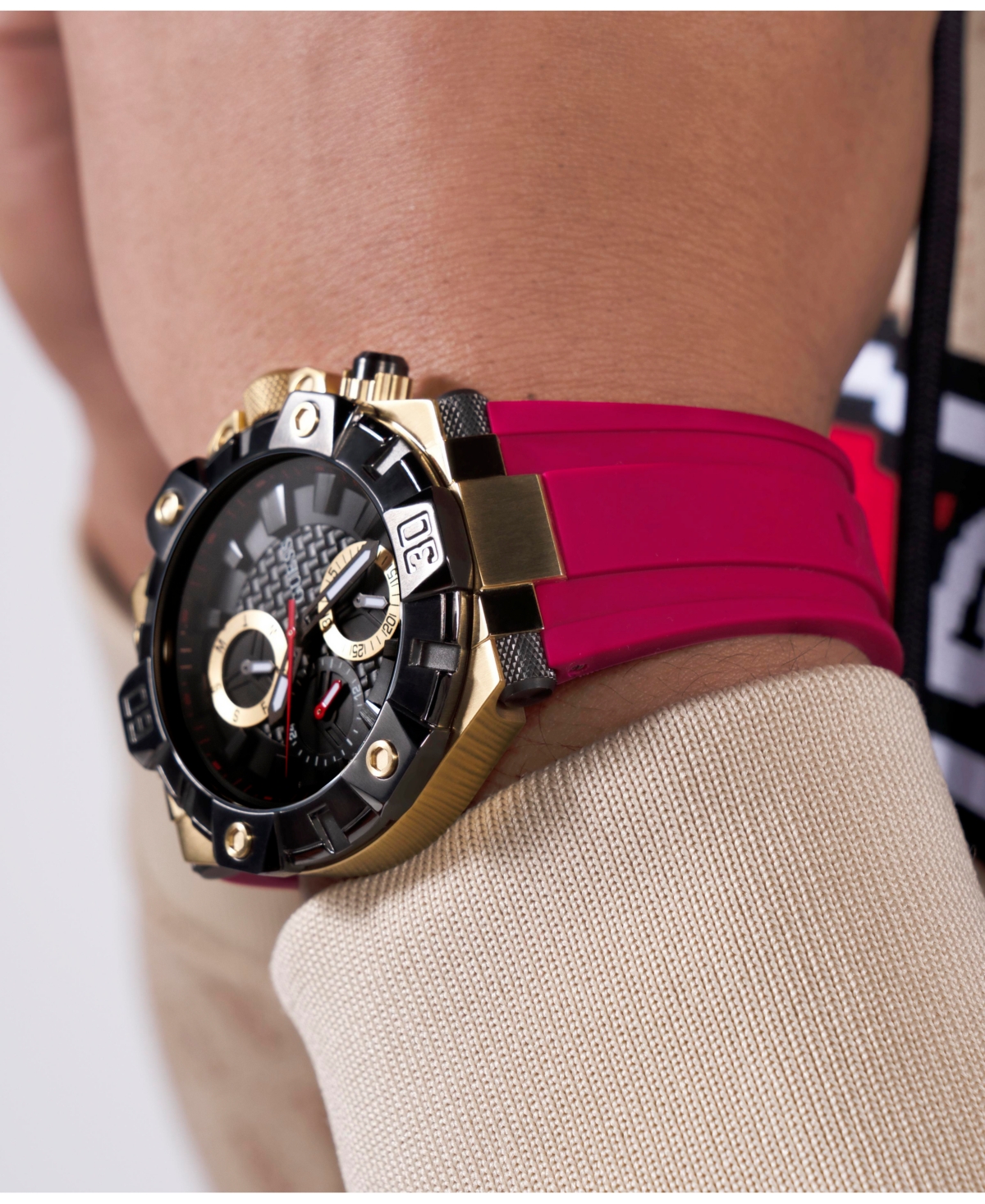 Guess Men's Multi-function Red Silicone Watch 46mm In Red