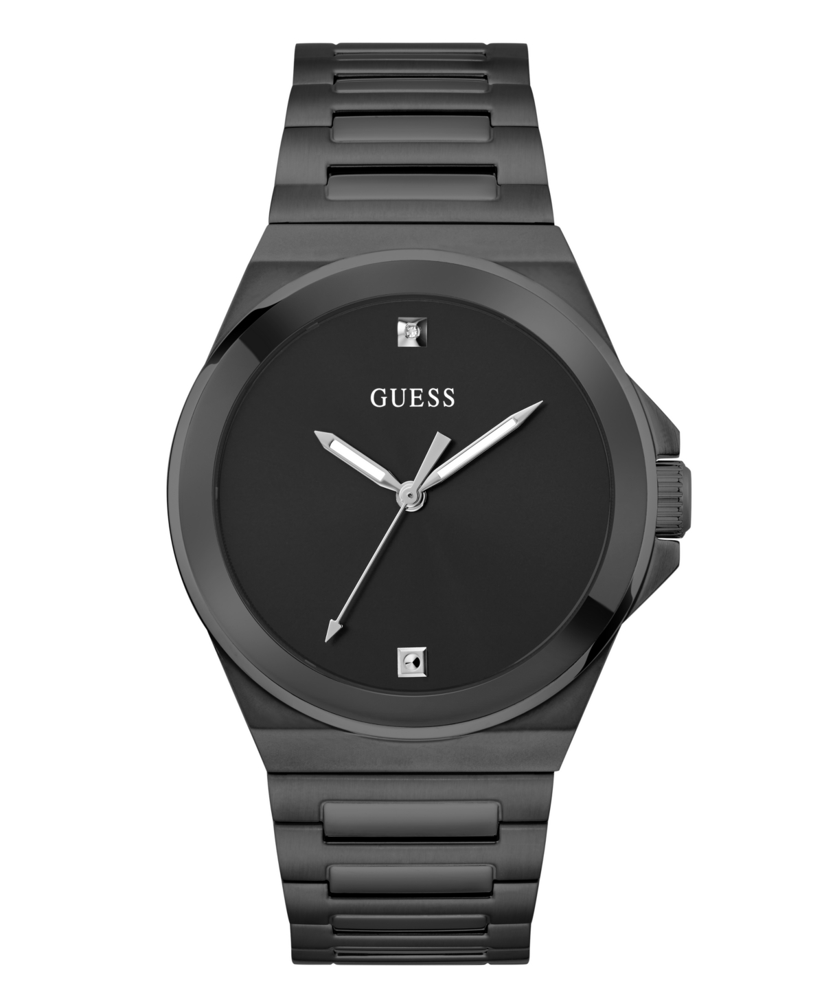 Guess Men's Analog Black Stainless Steel Watch 44mm In Black