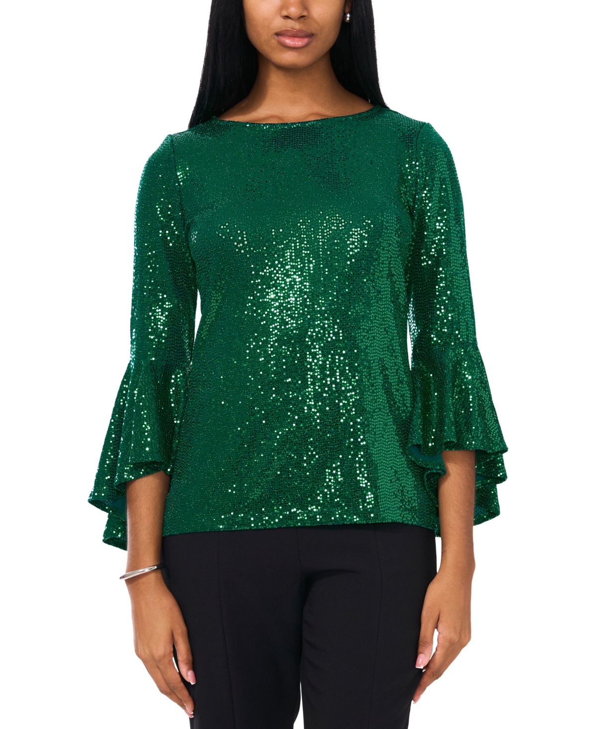 Petite Sequined Bell-Sleeve Top - Arresting