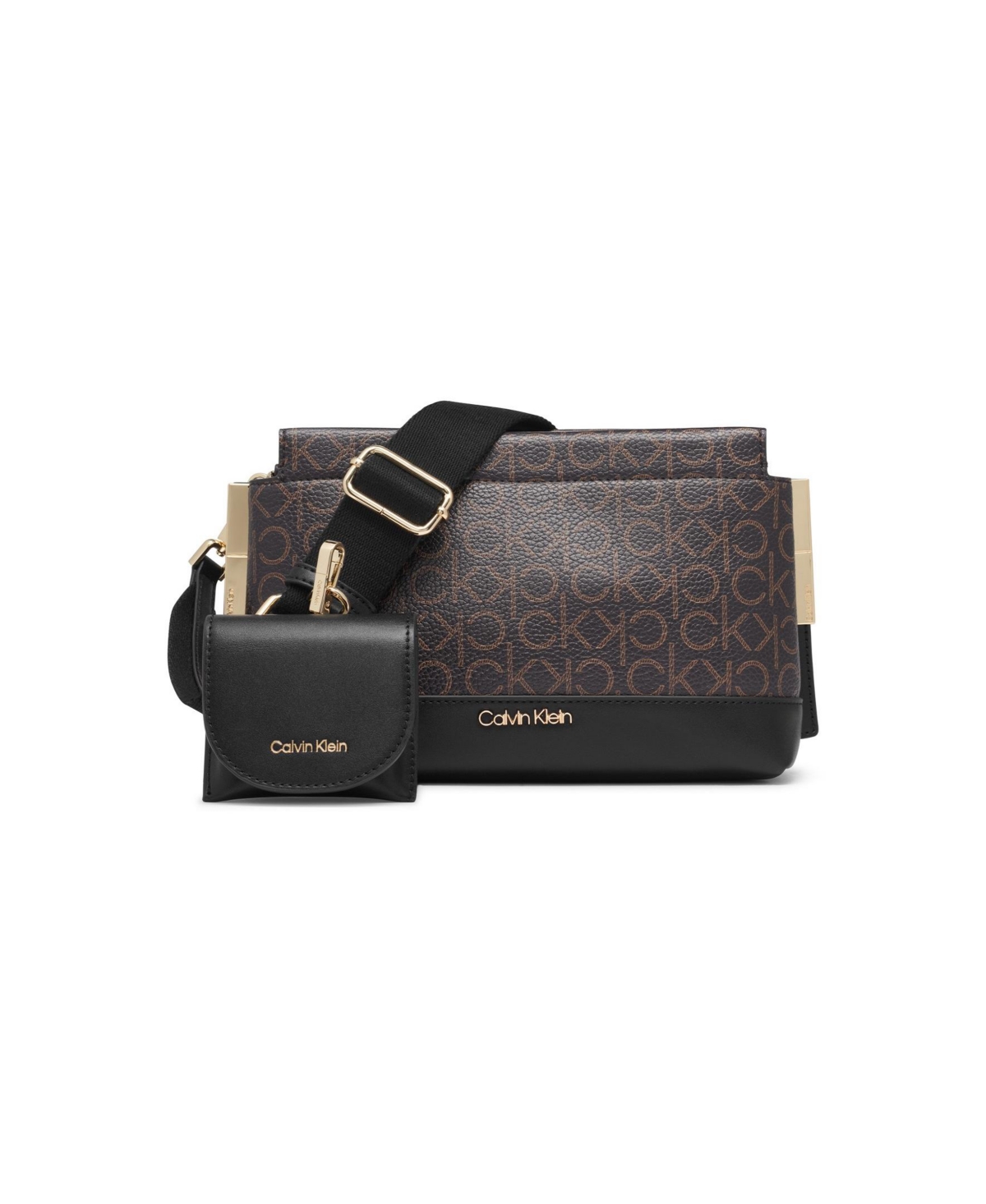 Calvin Klein Bianca Signature Adjustable Crossbody In Brown Khaki,black |  ModeSens