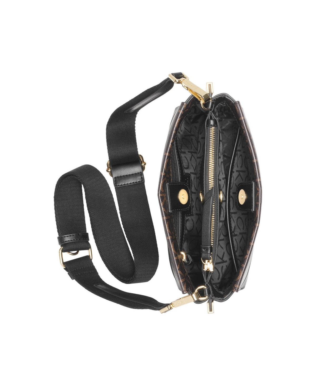Calvin Klein Bianca Signature Adjustable Crossbody In Brown Khaki,black |  ModeSens