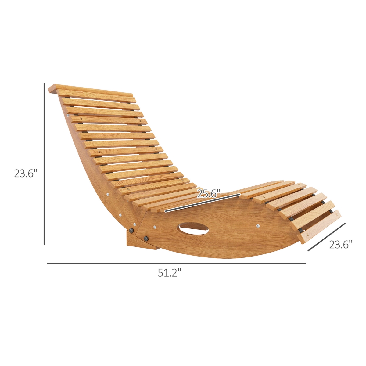 Outsunny Outdoor Rocking Chair w/ Slatted Seat, Wooden Rocking Chair,