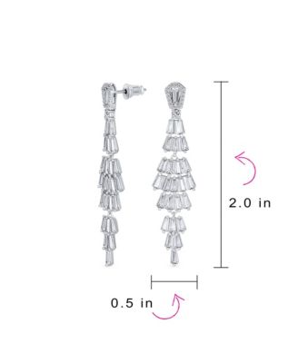 Cubic Zirconia CZ Linear Statement Asian Estate Art Deco Style Column Chandelier Earrings Prom