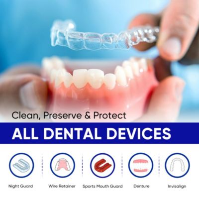 Retainer Cleaner with 120 Denture Cleaning Tablets, Quickly Remove Odors, Discoloration Stains & Plaque from Aligner, Mouth Guard, Night Guard and More Dental Appliances