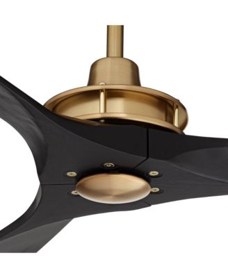 52" Windspun Indoor Ceiling Fan 3 Blade Remote Control Soft Brass Finish Motor Matte Black Finish Wood Blades Bedroom