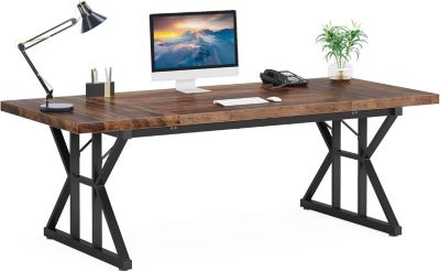 70.8″ Executive Office Desk, Large Modern Computer Workstation, Simple Style Writing Table for Home Office