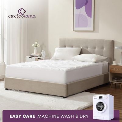 CIRCLESHOME Double Puff Microfiber Fleece Mattress Pad White