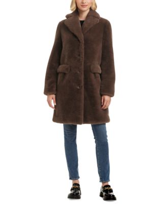Jones New York - Women's Faux-Fur Notched Collar Blazer Coat
