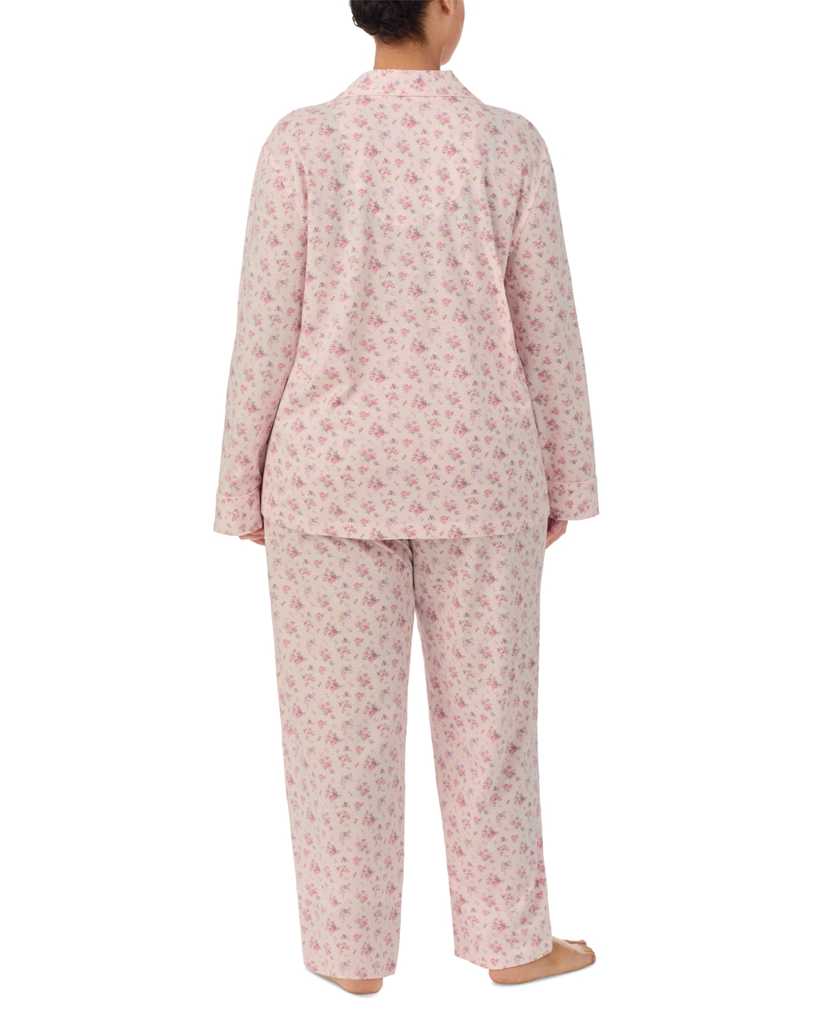 Lauren Ralph Lauren Plus Size 2-Pc. Long-Sleeve Notch-Collar Long Pants Pajama Set