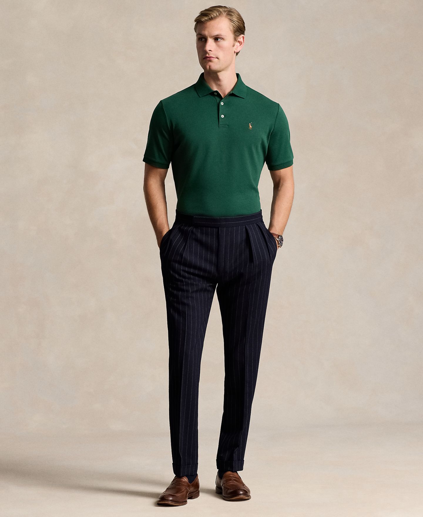 Мужское поло Polo Ralph Lauren Classic Fit из мягкого хлопка, цвет: Земляной синий — фото 5