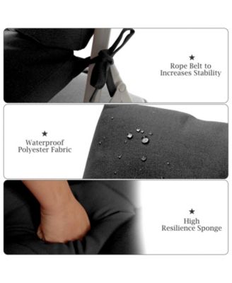 Tufted Patio High-Back Chair Cushion with Non-Slip String Ties