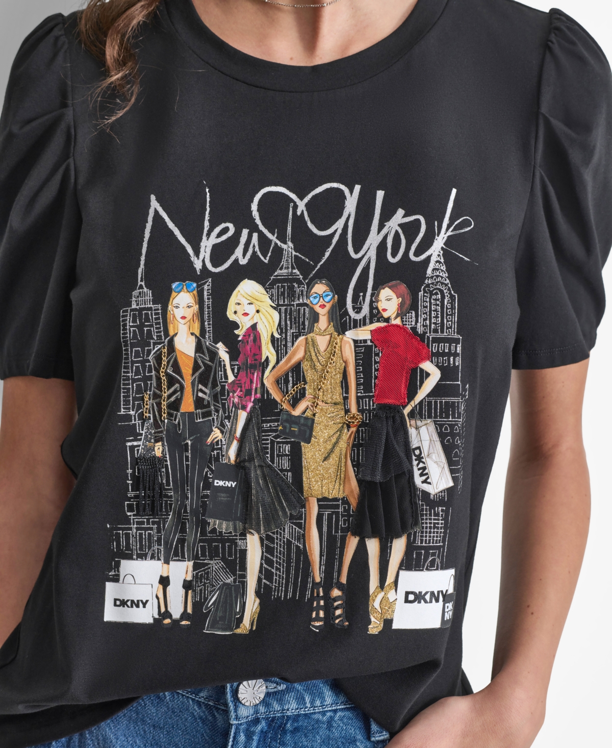 Dkny Women's New York Girl Graphic Crewneck Top