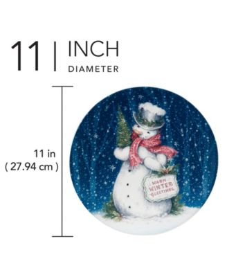 Snowman Greetings Dinner Plates, Set of 4