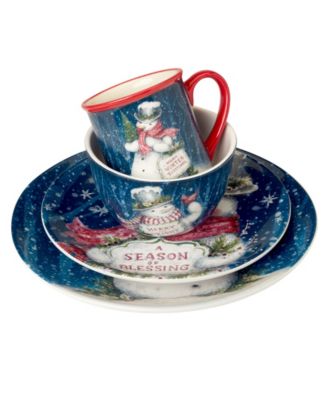 Snowman Greetings 16 Pc. Dinnerware Set, Service for 4