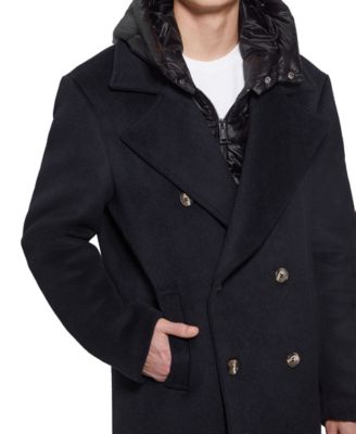 Men's Peacoat with Removable Nylon Hooded Inset