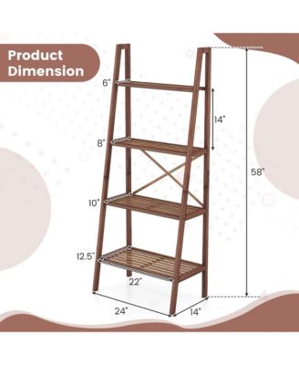 4-Tier Bamboo Ladder Bookshelf 58'' Display Shelf Storage Rack Plant Flower Stand
