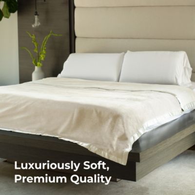 Fleece Blanket | Queen | Viscose Material | Satin Binding Border | Sized for Top of Bed | Ideal for Year Round Use