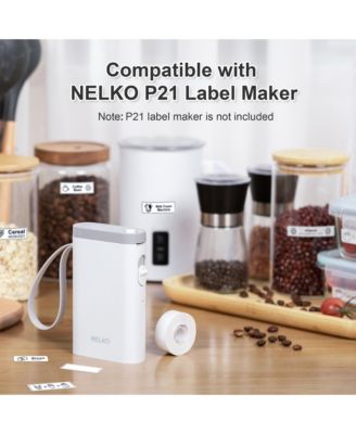 Nelko P21 Label Maker Tape, 14x40mm (0.55"x1.57") Self-Adhesive Label Compatible with P21 Label Maker for Home/Office/School, 180 Labels/Roll, White