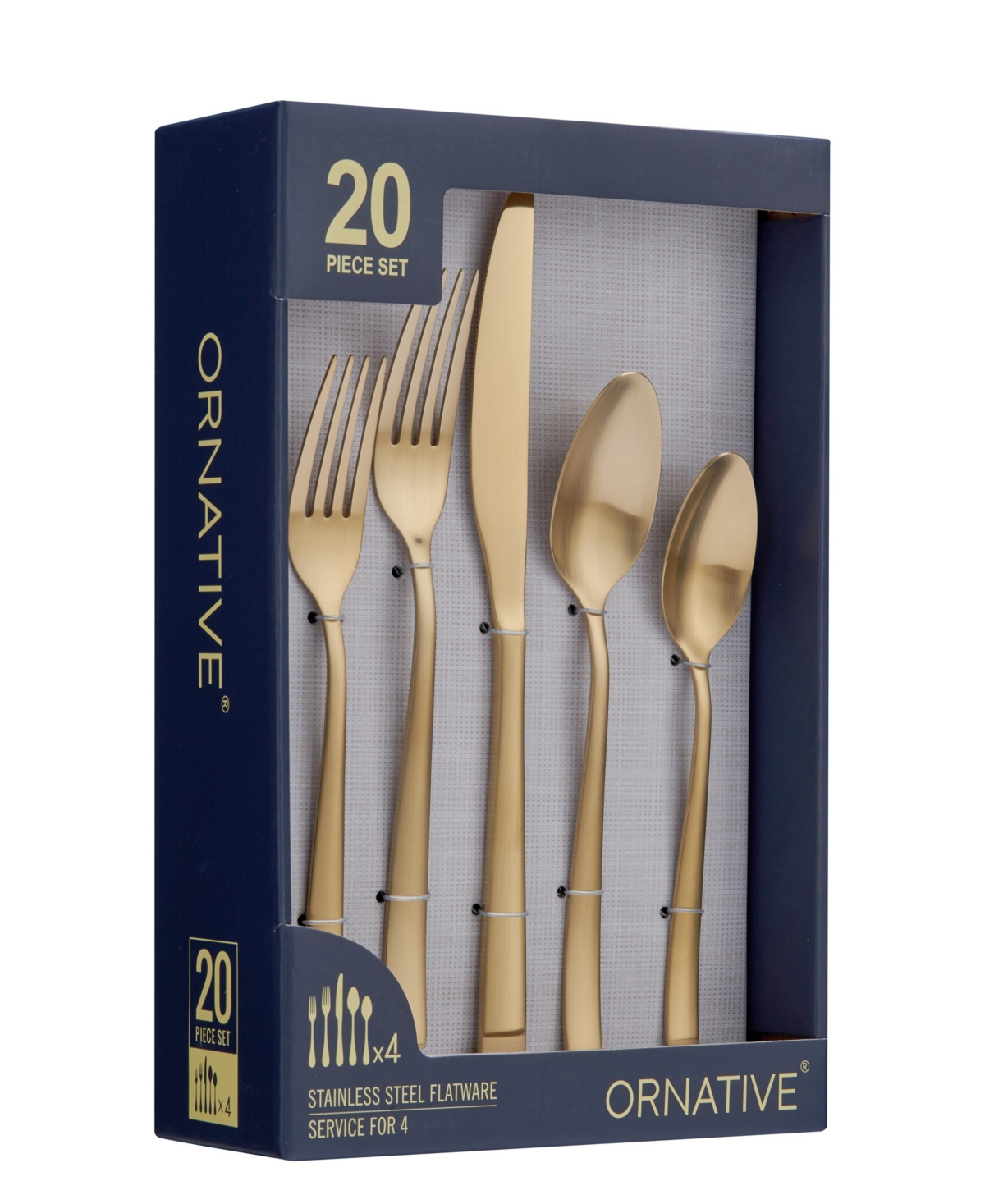 Ornative Lola 20 Piece Flatware Set, Service For 4 In Gold