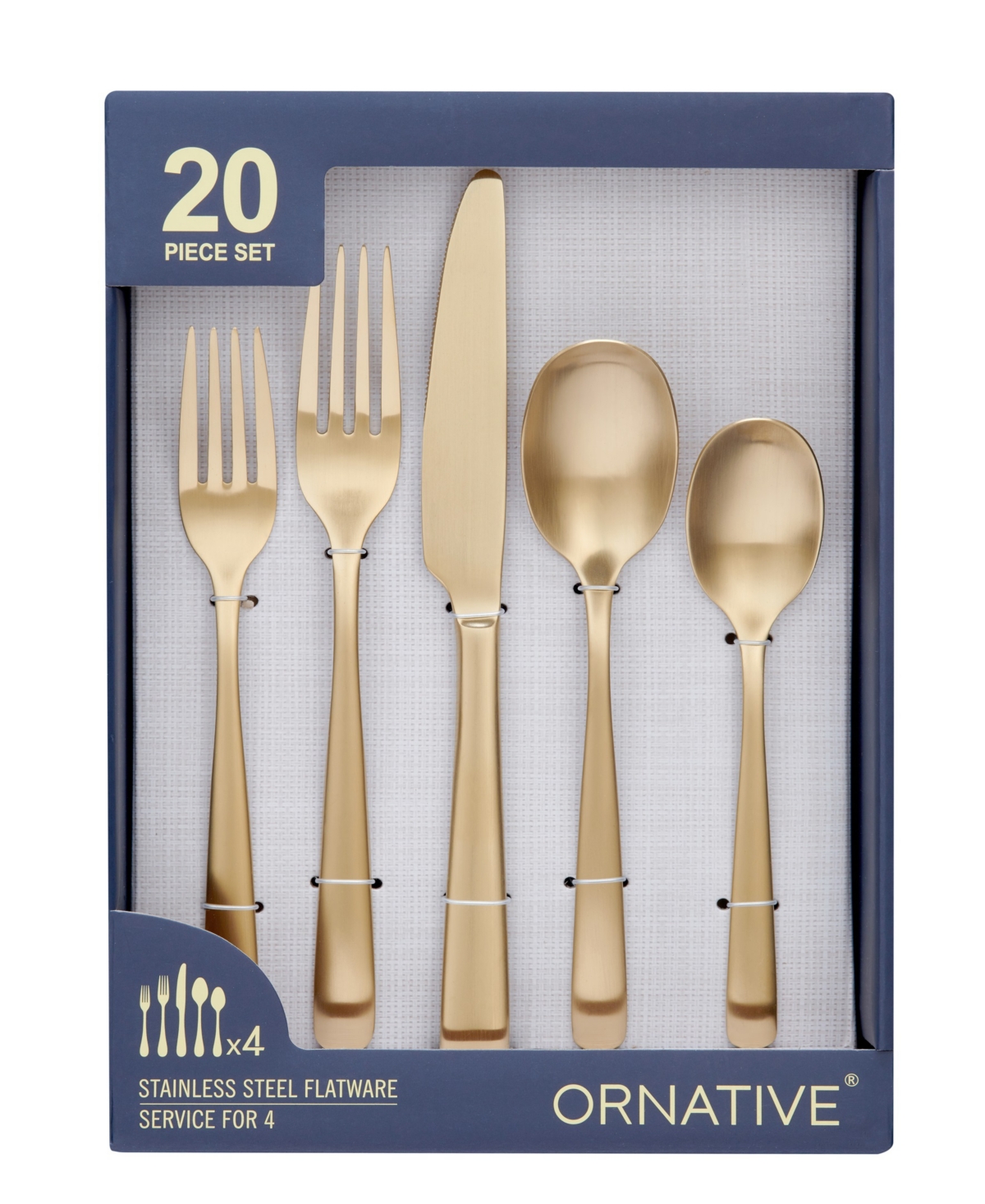 Ornative Aabbye Service For 4 20 Piece Flatware Set In Gold