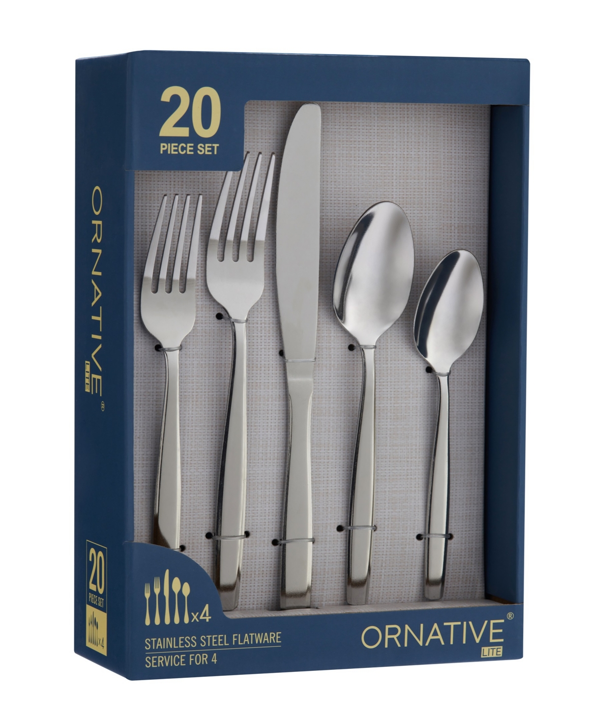 Ornative Amias Service For 4 20 Piece Flatware Set In Silver