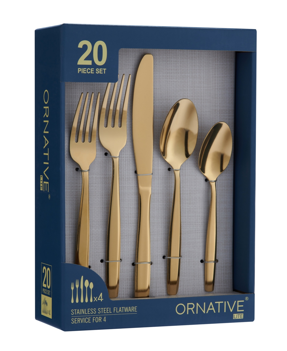 Ornative Amias Service For 4 20 Piece Flatware Set In Gold