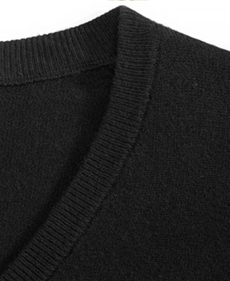 Men's Solid V-Neck Cotton Sweater