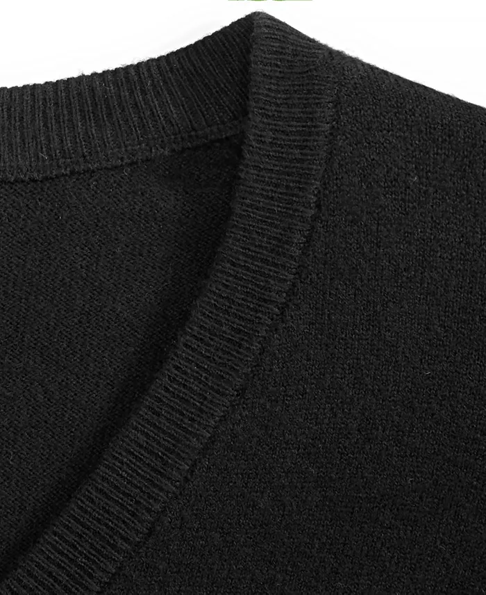 Men's Solid V-Neck Cotton Sweater - thumbnail 3