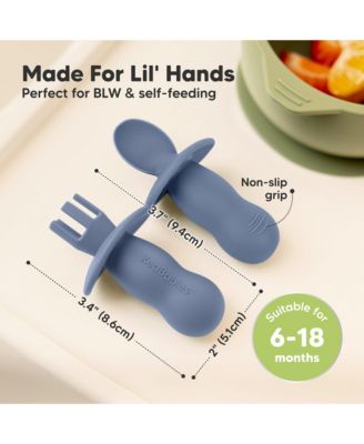 4-Pack Prep Baby Spoons & Forks Set, Self Feeding Baby Utensils 6-18 Months, Silicone BLW Baby Feeding Set, BPA-Free