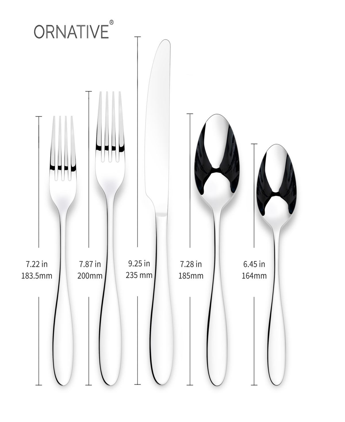 Ornative Amadea Mirror Service For 4 20 Piece Flatware Set In Silver