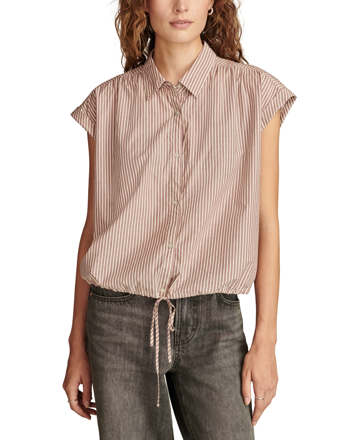 Lucky Brand Women's Striped Cotton Button-Front Shirt