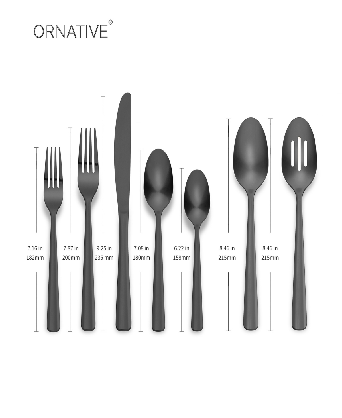 Ornative Alicja Service For 8 42 Piece Flatware Set With Wire Caddy In Black