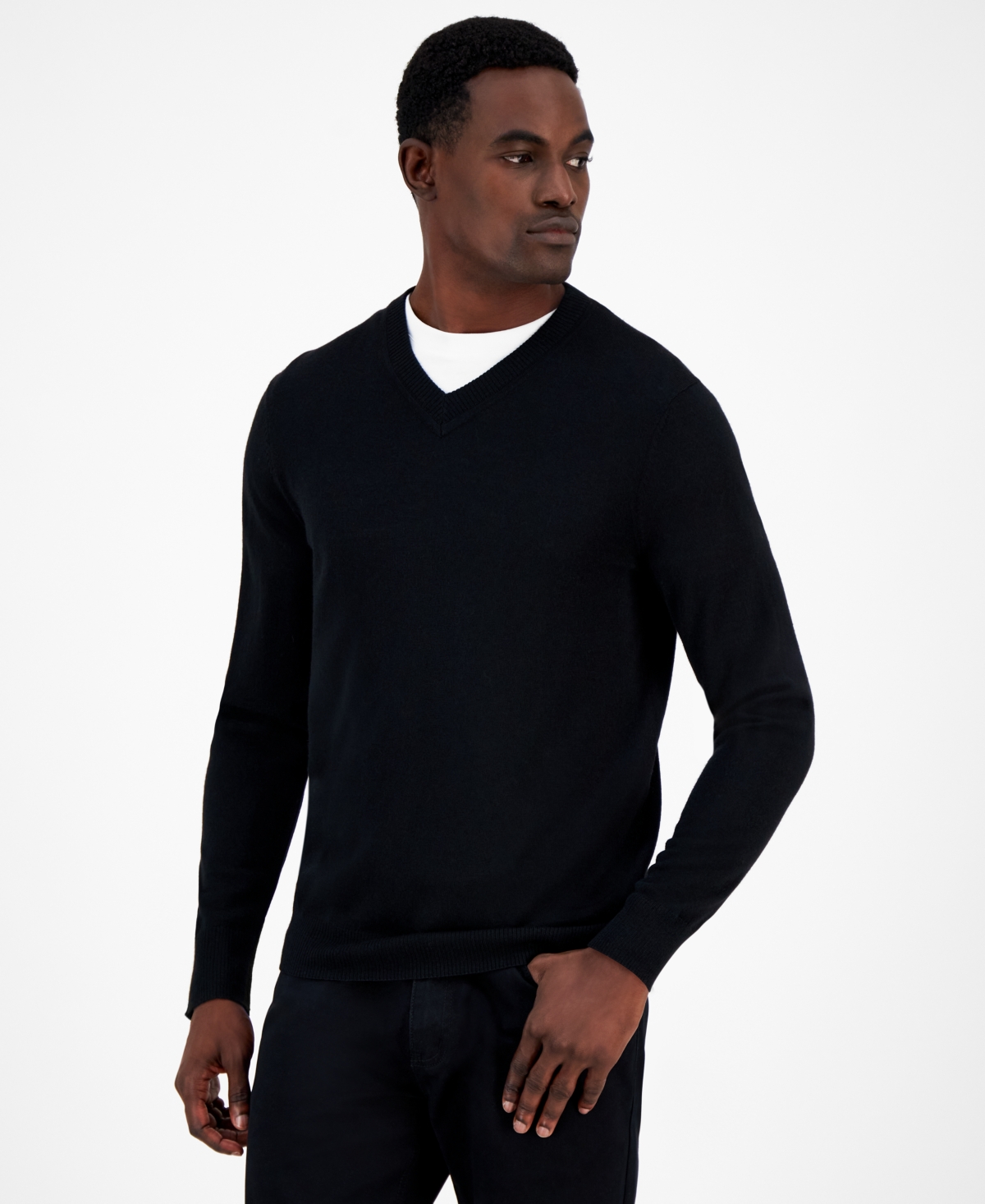 Alfani Men's Long-Sleeve V-Neck Merino Sweater, Created for Macy's