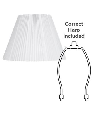 Collection Hardback Knife Pleated Empire Lamp Shade White Large 9" Top x 17" Bottom x 12.25" Slant Spider with Harp and Finial Fitting