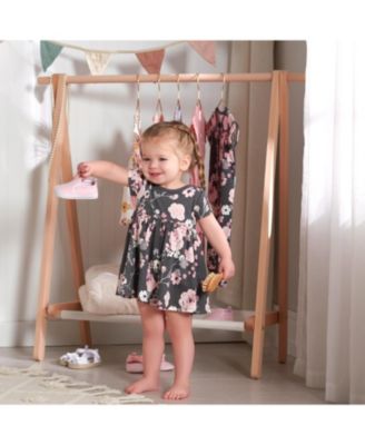 Baby Girls Pink Floral Short Sleeve Dresses, 2-Pack