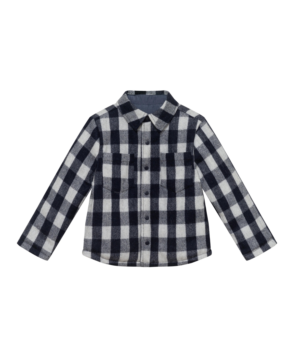 Andy & Evan Toddler Boys Toddler/ChildWhite Reversible Flannel Puffer Jacket - Navy