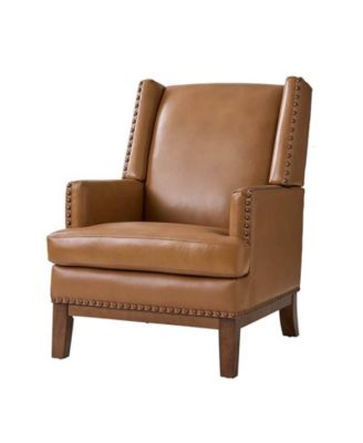 Regina Genuine Leather Arm Chair with Solid Wood Frame