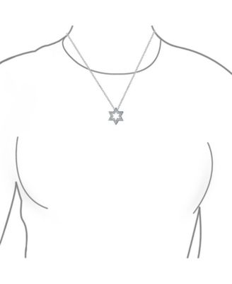 Hanukkah Star of David Pendant Necklace: CZ Accent Sterling Silver Bat Mitzvah