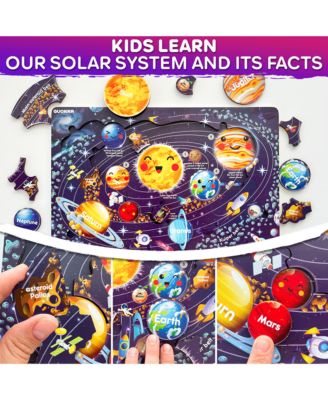 3 Set Kids Puzzles for 3-5 Years Old - Educational Toddler Map Puzzle USA World - Wooden or Magnetic