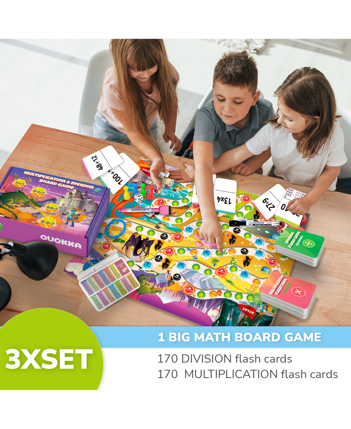 Quokka 340 Flashcards Math Game for Kindergarten - Multiplication and division