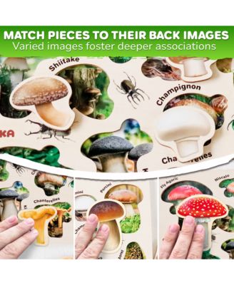 3X Set Montessori Wooden Puzzles for Toddlers 2-4 – Mushrooms Flowers Leaves