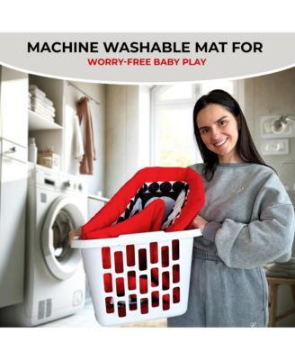 High Contrast Padded Baby Mat for Floor Tummy Time with 6 Toys