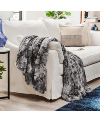 Premium Wolf Faux Fur Throw Blanket - Soft, Fuzzy Sherpa & Minky Throw Blanket - For Bed or Couch - 60" x 70” - Chocolate
