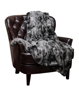 Premium Wolf Faux Fur Throw Blanket - Soft, Fuzzy Sherpa & Minky Throw Blanket - For Bed or Couch - 60" x 70” - Chocolate