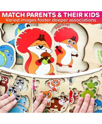 3xSET Wooden Animal Peg Puzzles for Toddlers Ages 1-3-5